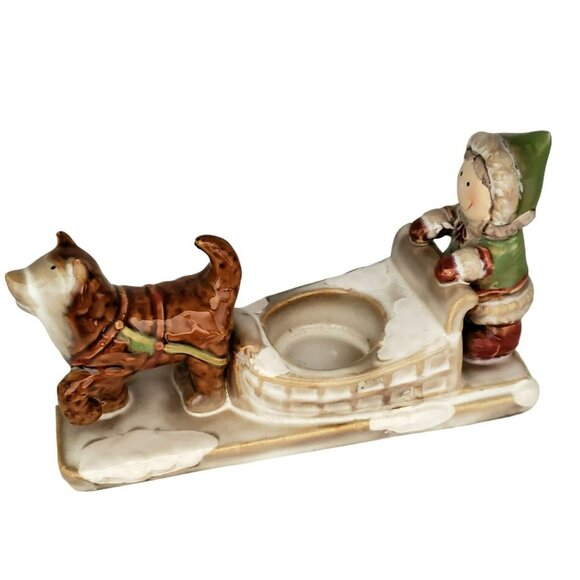Yankee Candle Eskimo Husky Tealight Holder Votive Dog Sled Girl Snow Holiday - Picture 15 of 15